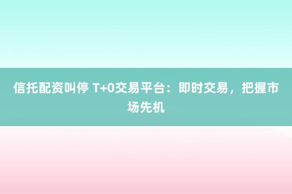 信托配资叫停 T+0交易平台：即时交易，把握市场先机